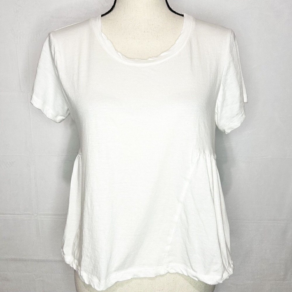 American Rag Baby Doll T-Shirt Top White Short Cap Sleeve Scoop Neck Sz M